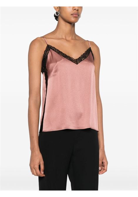 Pink and black lace-detail satin top Alberta Ferretti - women ALBERTA FERRETTI | 080366190176